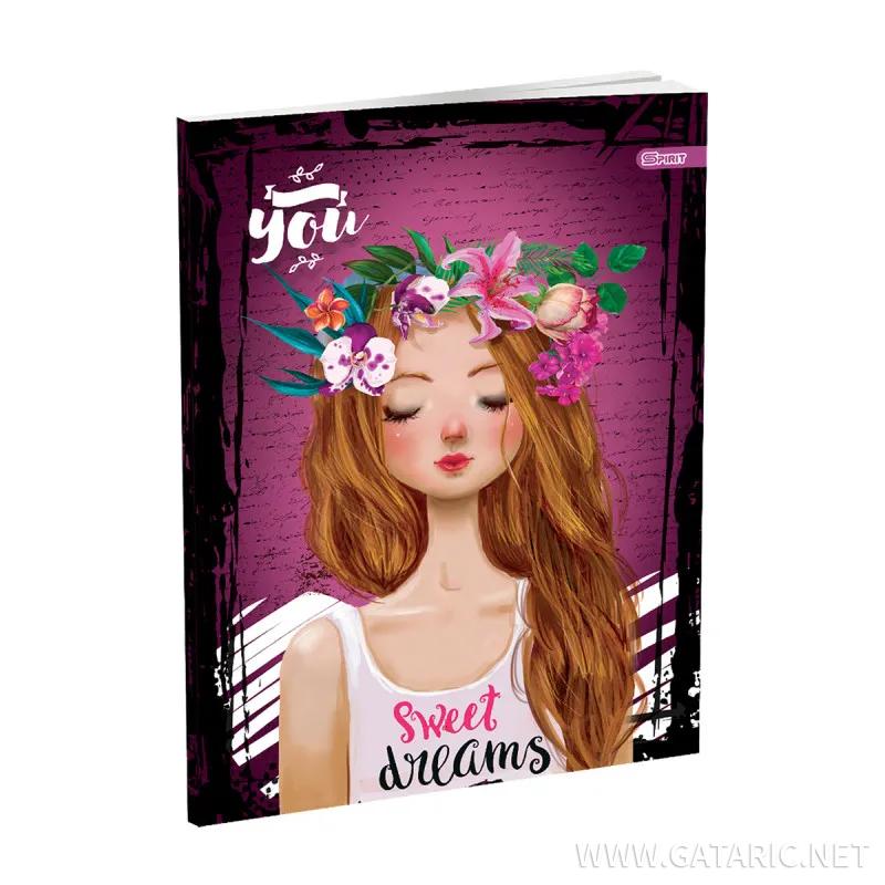 Notebook Premium A5 ''Girls'', soft covers, 52 sheets, squares