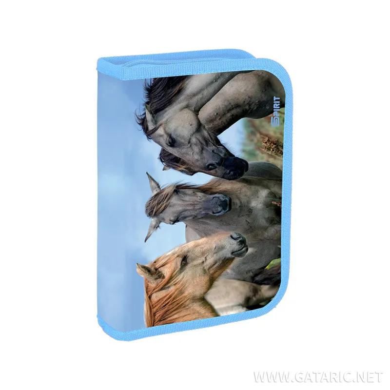 Pencil case ''HORSES'', 1-Zipper, 24-pcs