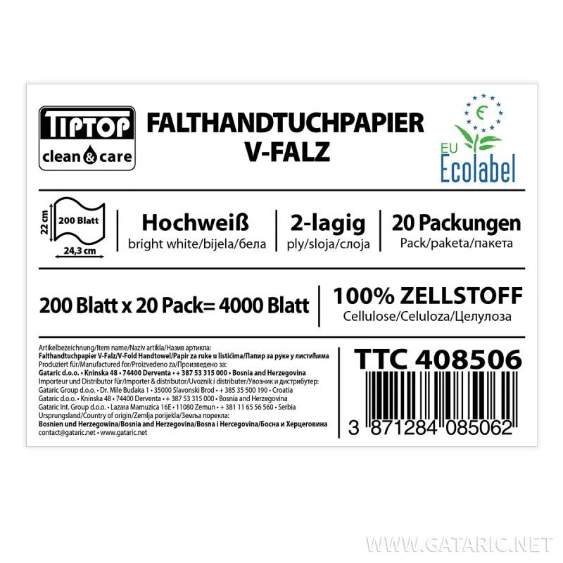 Falthhandtuchpapier V-Falz, 20x200 
