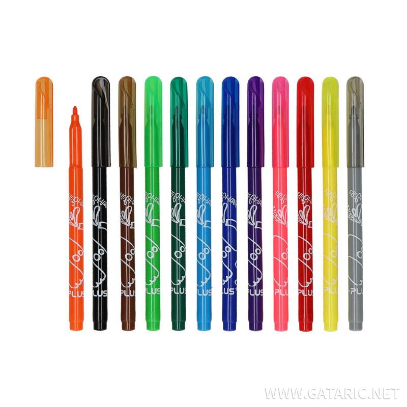 Fiber pens ''Elephant'', 12 colours
